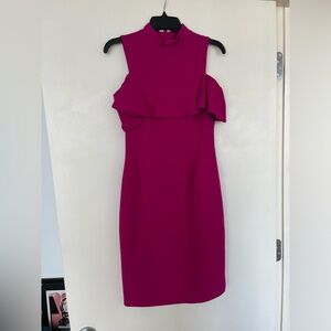 Rickie Freeman for Teri Jon Pink Cold Shoulder Crepe Dress